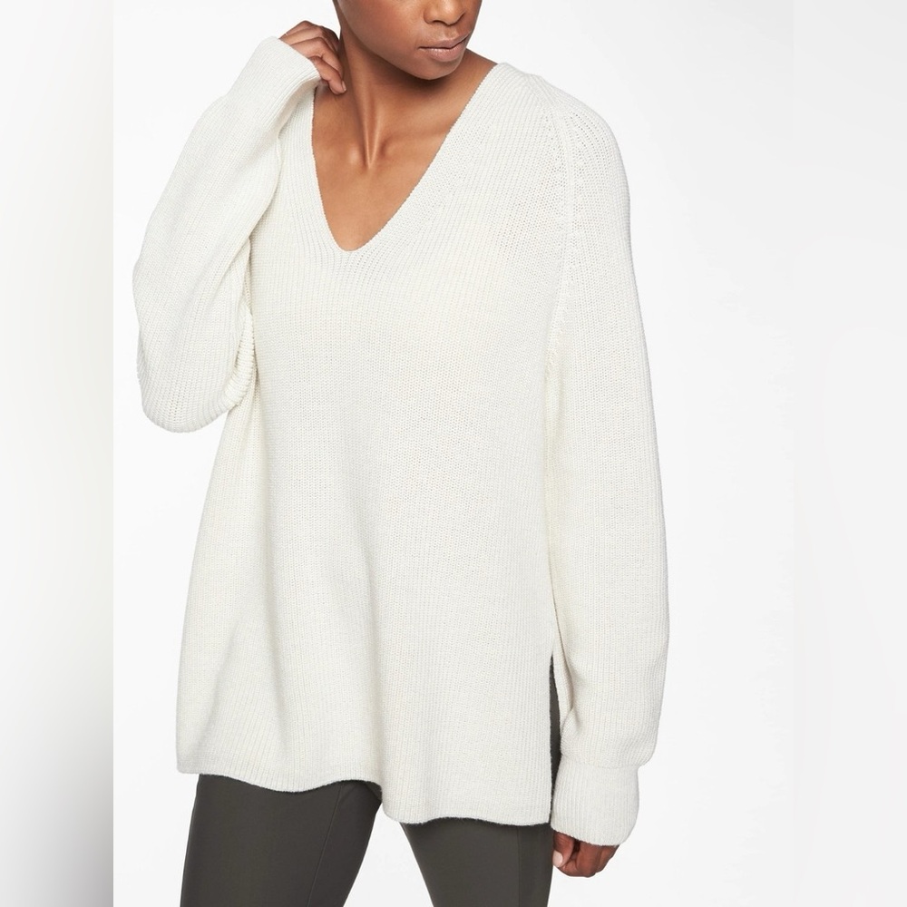 Athleta Switchback Pullover Sweater Offwhite 45% … - image 1